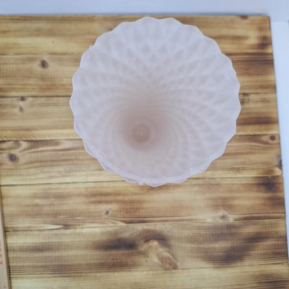 Indiana Glass Vintage Pink‎ Satin Frosted Diamond Point 8